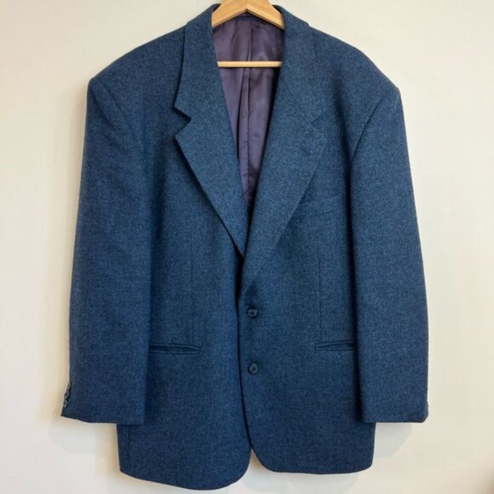 Classic Atlas 42R Vintage Pure Virgin Wool Blue Blazer Sports Coat Jacket Men